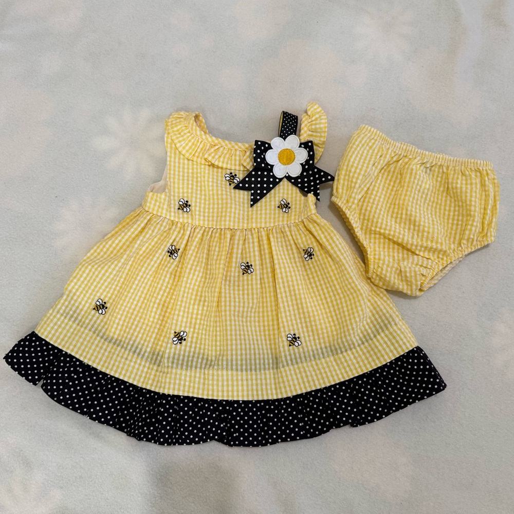 Rare Editions Bumble Bee Dress with Bloomers